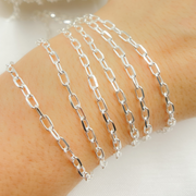 Sterling Silver Diamond Cut Paperclip Link Chains